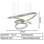 Crystal Chandelier Pendant Light with K9 Crystals and Stainless Steel Chain for Restaurant and Living Room