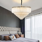 Multi-Tier Modern Light Luxury Crystal Rods Pendant Chandelier for Living Room / bedroom / foyer / entrys