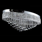 Modern Oversized Flush Mount Oval Crystal Pendant Chandelier for Living Room / dining Table Light