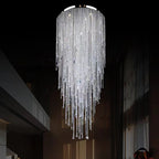 Extra Large Flush Mount Crystal Tassel Pendant Chandelier for Living Room / high-Ceiling Room / foyer