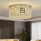Designer Model Flush Mount Crystal Pendant Round Chandelier for Living / dining Room / study