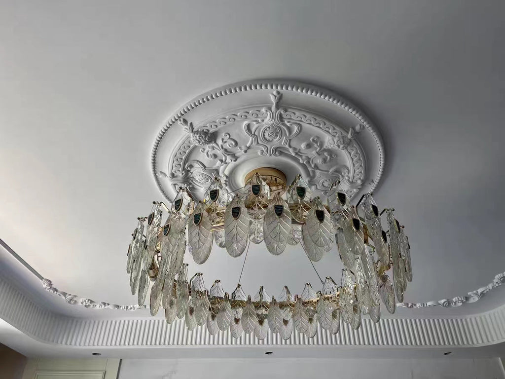 Modern Feather Crystal Pendant Abalone Shell Chandelier Suit for Living / dining Room / bedroom