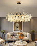 Modern Feather Crystal Pendant Abalone Shell Chandelier Suit for Living / dining Room / bedroom