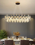 Modern Feather Crystal Pendant Abalone Shell Chandelier Suit for Living / dining Room / bedroom