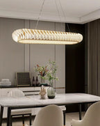 Extra Large Tiers Modern Stainless Steel Oval Chandelier for Dining Room / kitchen Island / big Entrys