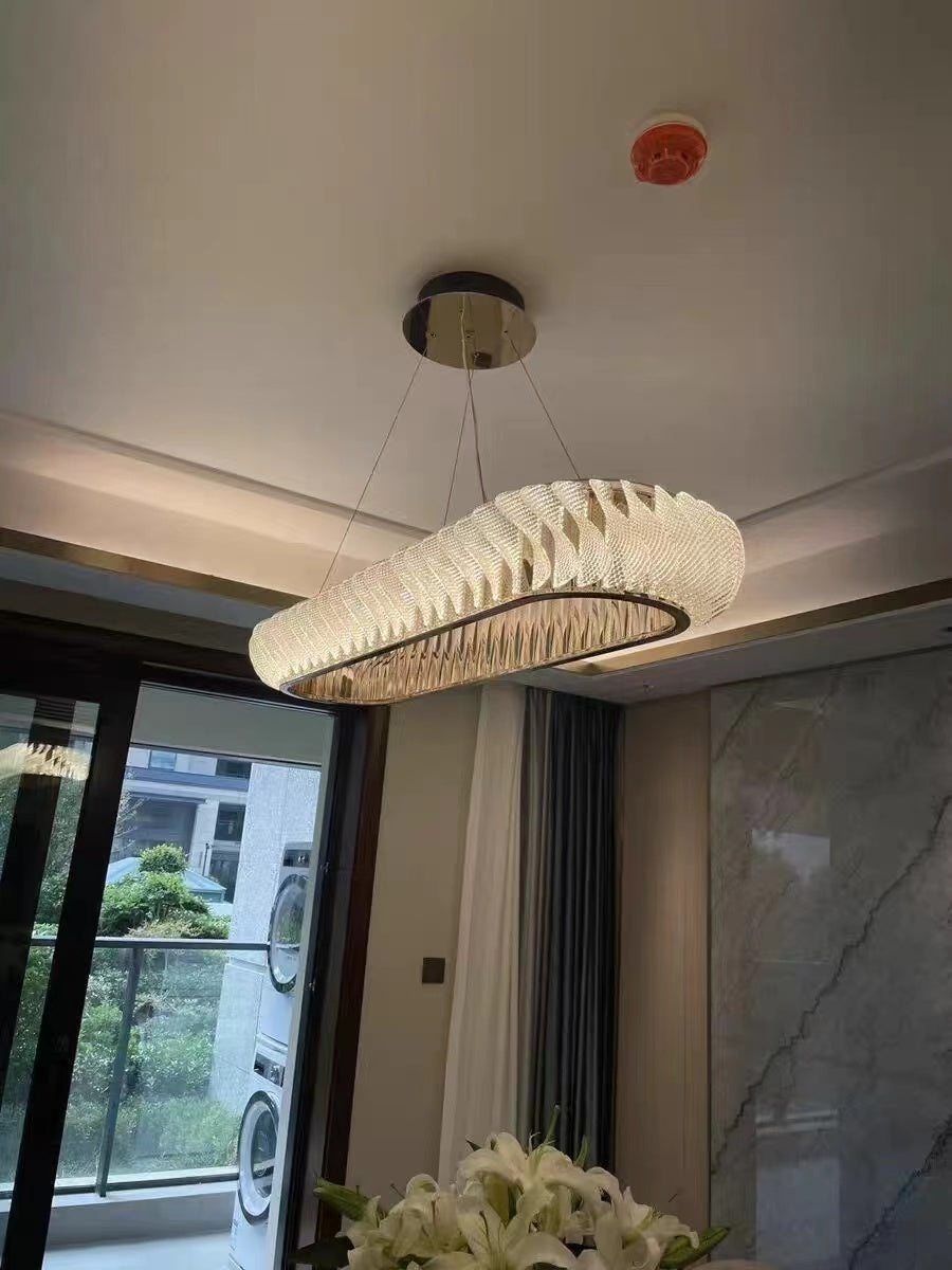 Extra Large Tiers Modern Stainless Steel Oval Chandelier for Dining Room / kitchen Island / big Entrys