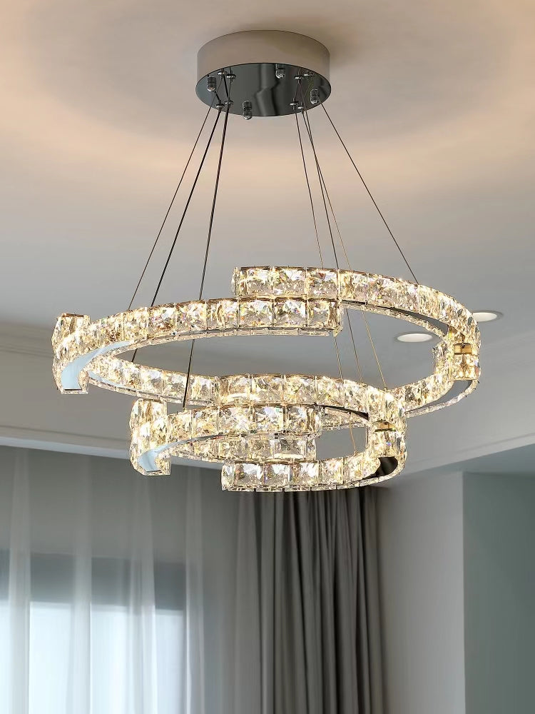 Modern Luxury Crystal Pendant Irregular Rings Chandelier Suit for Living / dining Room / bedroom