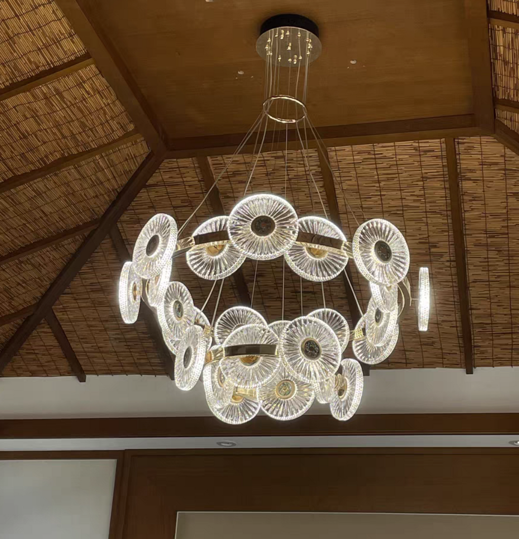 Modern Light Luxury Creative Round Acrylic Pendant Chandelier for Living / dining Room / bedroom