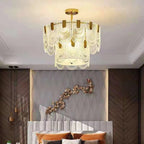 Nordic Light Luxury Patterned Glass Pendant Chandelier Suit for Living / dining Room / bedroom