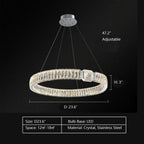Modern Light Luxury Crystal Belt Ring Pendant Chandelier Suit for Living / dining Room / Bedroom