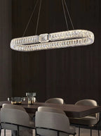 Modern Light Luxury Crystal Belt Ring Pendant Chandelier Suit for Living / dining Room / Bedroom