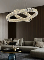 Modern Light Luxury Crystal Belt Ring Pendant Chandelier Suit for Living / dining Room / Bedroom