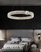 Modern Light Luxury Crystal Belt Ring Pendant Chandelier Suit for Living / dining Room / Bedroom