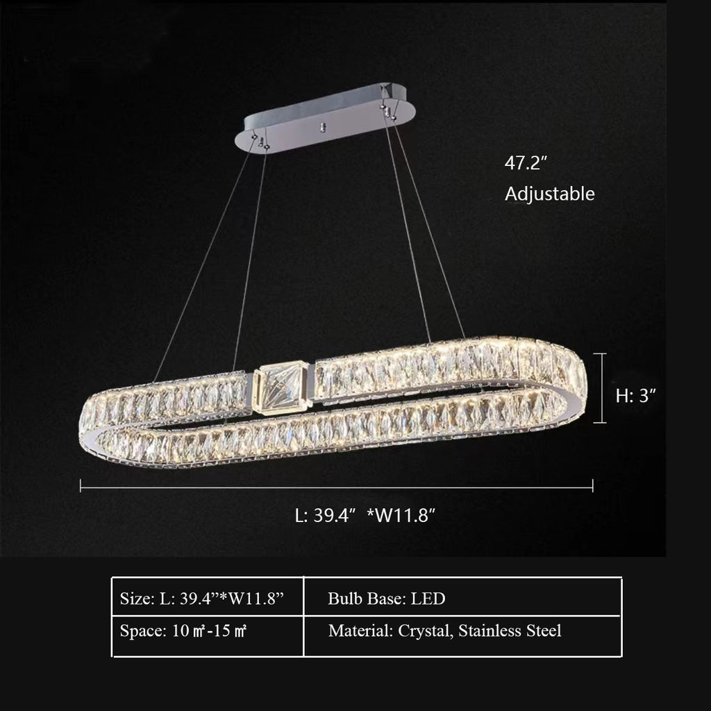 Modern Light Luxury Crystal Belt Ring Pendant Chandelier Suit for Living / dining Room / Bedroom