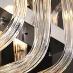 Modern Floral Reeded Glass Chandelier for Living / Dining Room