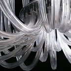 Modern Floral Reeded Glass Chandelier for Living / Dining Room