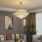 Modern Round Crystal Chandelier Modern Gold Ceiling Light for Living / Bedroom