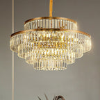 Modern Round Crystal Chandelier Modern Gold Ceiling Light for Living / Bedroom