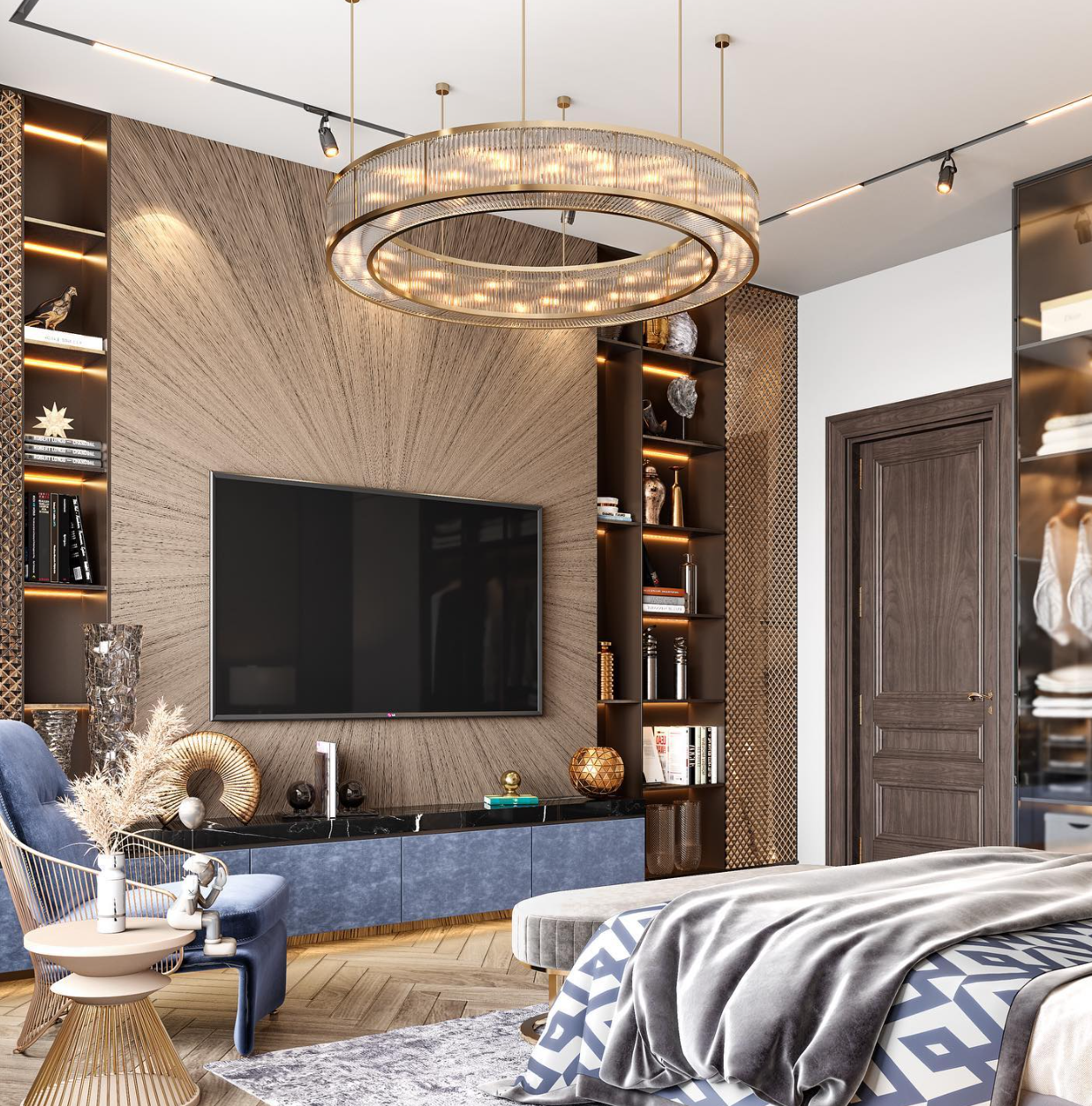 Modern Round Drum Dimmable Chandelier for Living Room / bedroom