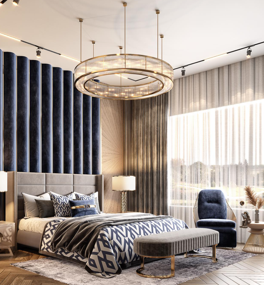 Modern Round Drum Dimmable Chandelier for Living Room / bedroom