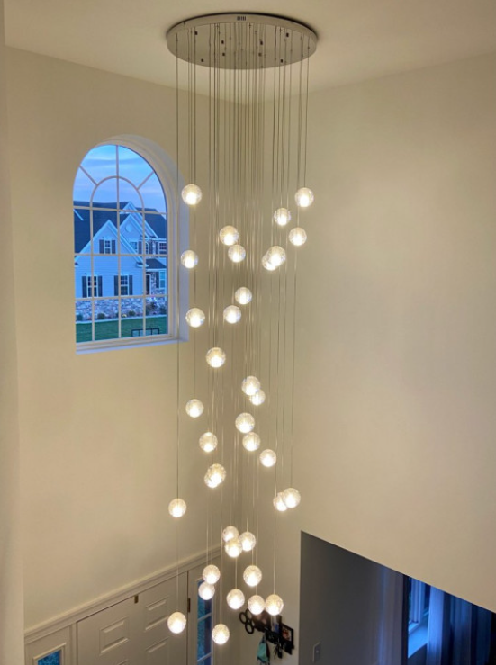 Oversized Nordic Art Round Air Bubbles Pendant Chandelier for Stairs / spiral Staircase / hotel