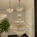 Luxury Extra Large Multi-Tiered Funnel Clear Crystal Chandelier for Staircase / foyer / living Room