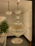 Luxury Extra Large Multi-Tiered Funnel Clear Crystal Chandelier for Staircase / foyer / living Room
