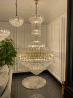 Luxury Extra Large Multi-Tiered Funnel Clear Crystal Chandelier for Staircase / foyer / living Room