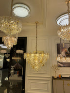 Multi-Tiered Leaf Crystal Chandelier for Living Room