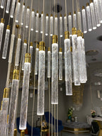 Modern Spiral Bubble Crystal Glass Rods Chandelier in Champagne Gold Finish for Staircase / foyer / villa