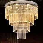 Extra Large Multi-Tier Round Flush Mount Light Crystal Rod Chandelier for Living Room / foyer