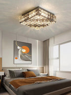 Luxury Modern Square and Rectangle Stripes Crystal Flush Mount Pendant Chandelier for Living Room / bedroom /