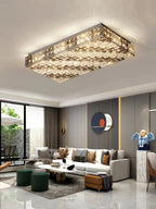 Luxury Modern Square and Rectangle Stripes Crystal Flush Mount Pendant Chandelier for Living Room / bedroom /