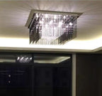 Modern Black Glass Tassel Crystal Pendant Flush Mount Chandelier for Living Room / bedroom / study