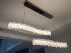 Modern Light Luxury Designer Model Natural Crystal Stone Long Dining Chandelier Furniture for Dining Room /