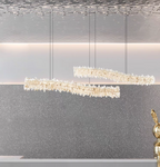 Modern Light Luxury Designer Model Natural Crystal Stone Long Dining Chandelier Furniture for Dining Room /