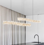 Modern Light Luxury Designer Model Natural Crystal Stone Long Dining Chandelier Furniture for Dining Room /