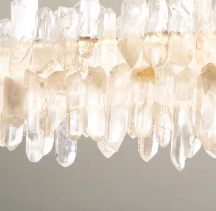 Modern Light Luxury Designer Model Natural Crystal Stone Long Dining Chandelier Furniture for Dining Room /