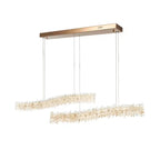 Modern Light Luxury Designer Model Natural Crystal Stone Long Dining Chandelier Furniture for Dining Room /