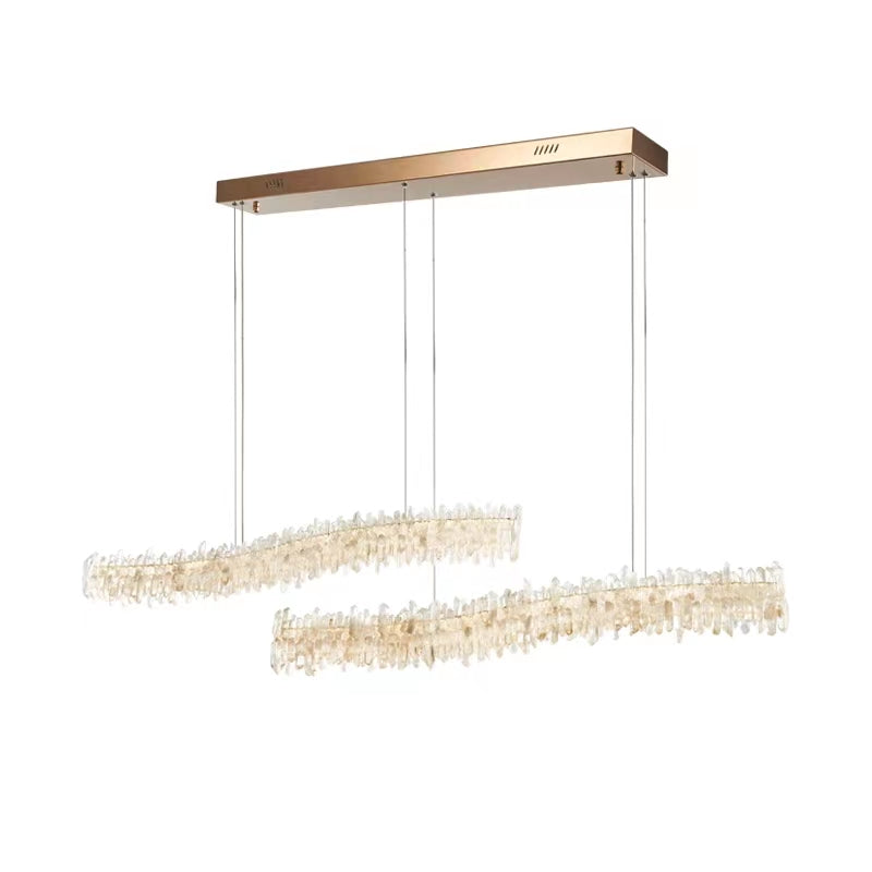 Modern Light Luxury Designer Model Natural Crystal Stone Long Dining Chandelier Furniture for Dining Room /