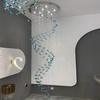 Extra Large Creative Luxury Petal Crystal Pendant Long Chandelier for Foyer / staircase / entrance Dining Hall