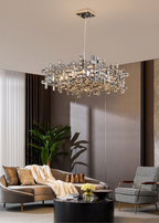Extra Large Art Irregular Block Collection Crystal Pendant Chandelier Suit for Living Dining Room