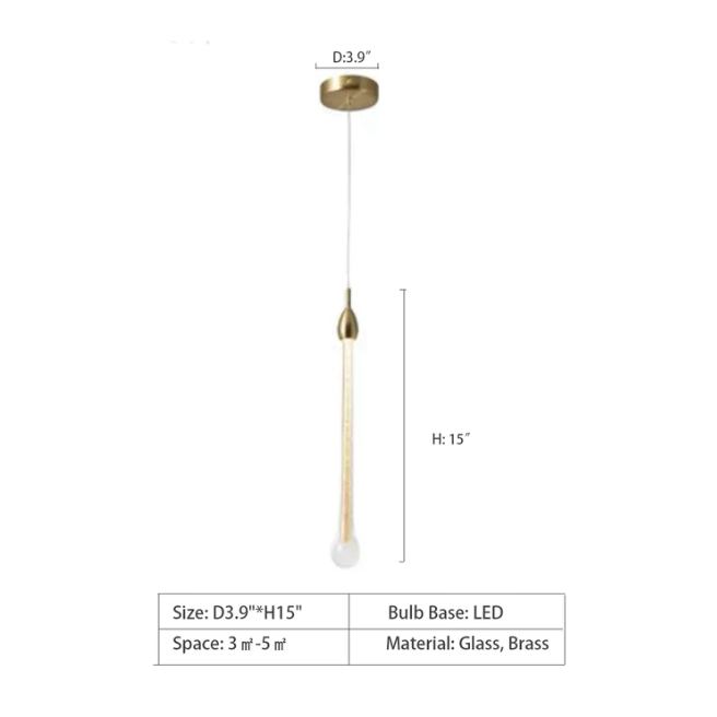 Modern Long Gold Glass Rain Rod Pendant Light for Staircase / high-Ceiling Room