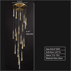 Modern Long Gold Glass Rain Rod Pendant Light for Staircase / high-Ceiling Room