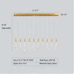 Modern Long Gold Glass Rain Rod Pendant Light for Staircase / high-Ceiling Room