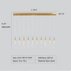 Modern Long Gold Glass Rain Rod Pendant Light for Staircase / high-Ceiling Room