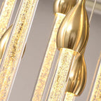 Modern Long Gold Glass Rain Rod Pendant Light for Staircase / high-Ceiling Room