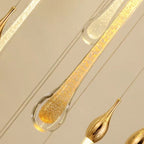 Modern Long Gold Glass Rain Rod Pendant Light for Staircase / high-Ceiling Room