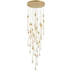 Modern Long Gold Glass Rain Rod Pendant Light for Staircase / high-Ceiling Room