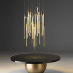 Modern Long Gold Glass Rain Rod Pendant Light for Staircase / high-Ceiling Room
